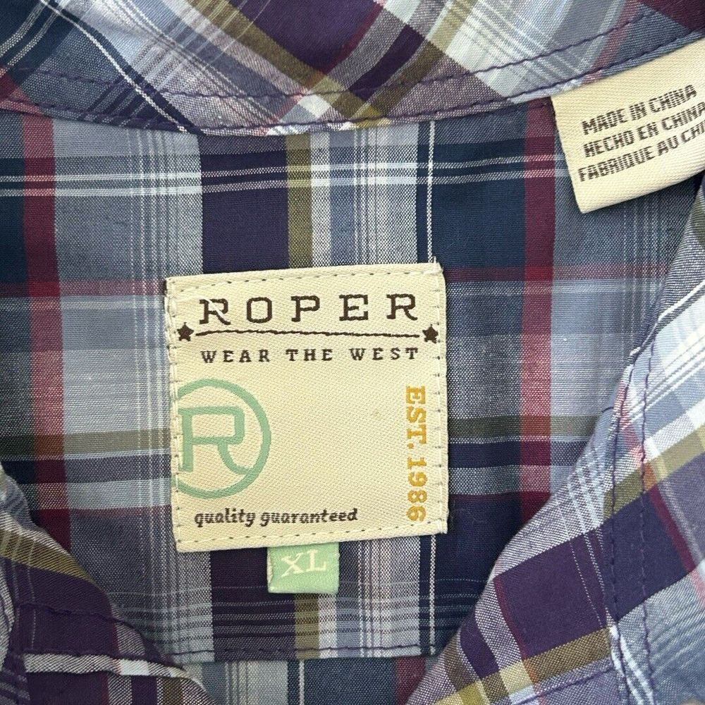 Roper Women's Long Sleeve Snap Blue Plaid Wester Shirt Cotton Pockets Size XL - Picture 4 of 8